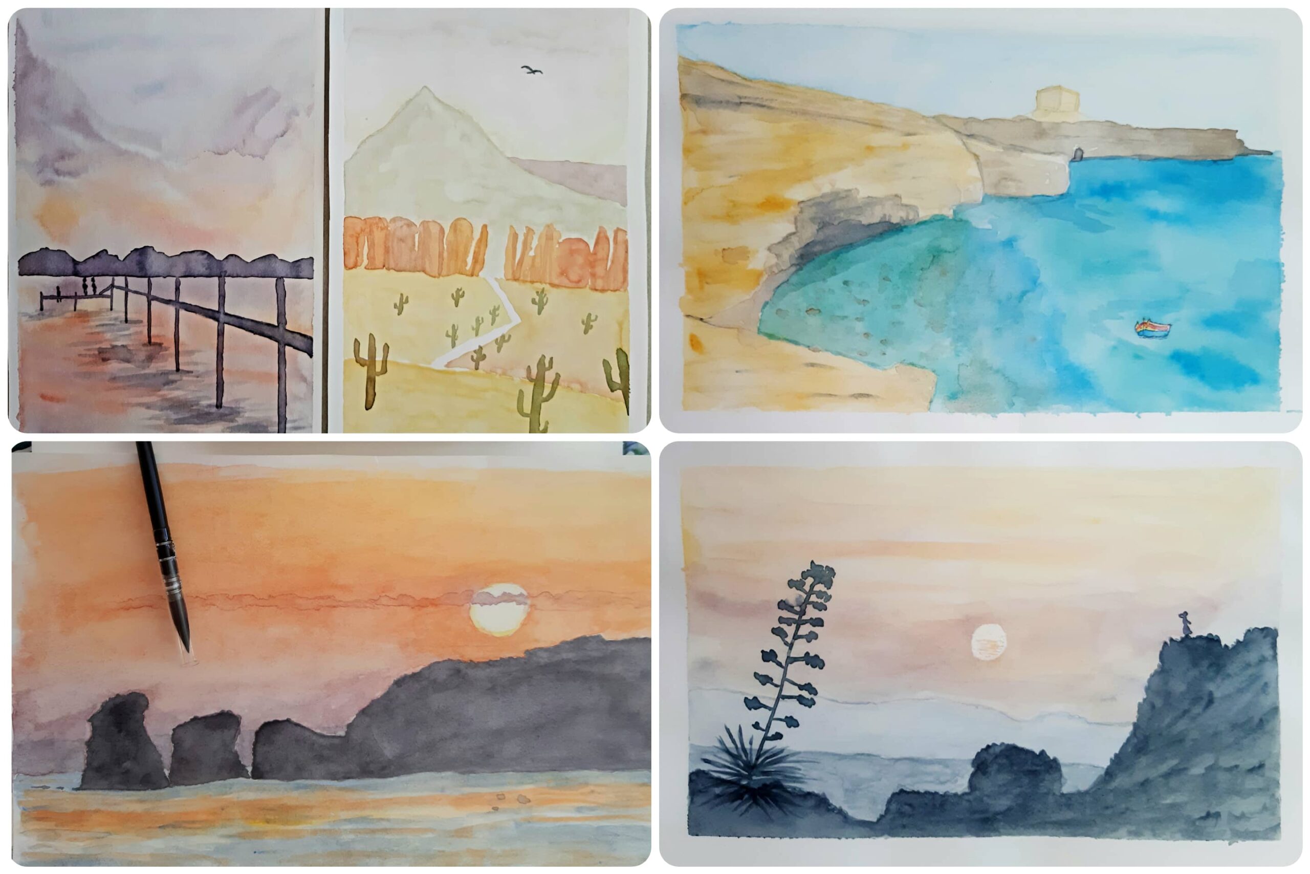 Landscapes I painted with watercolours.