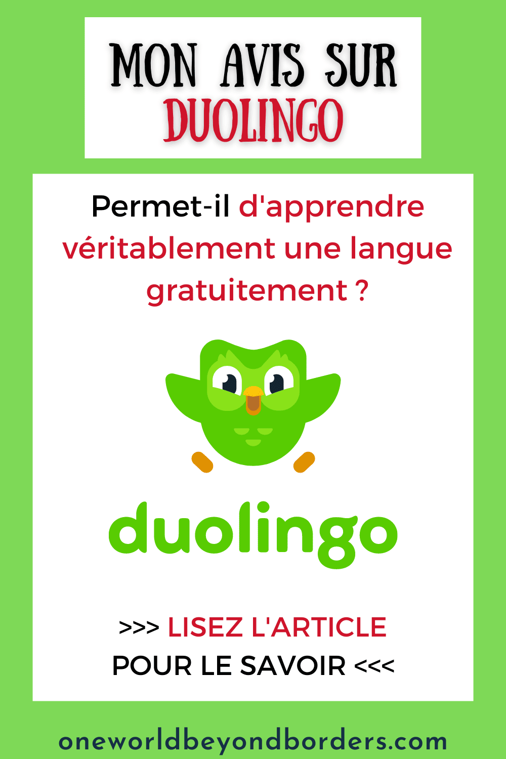 Apprendre une langue avec Duolingo - Épingle Pinterest