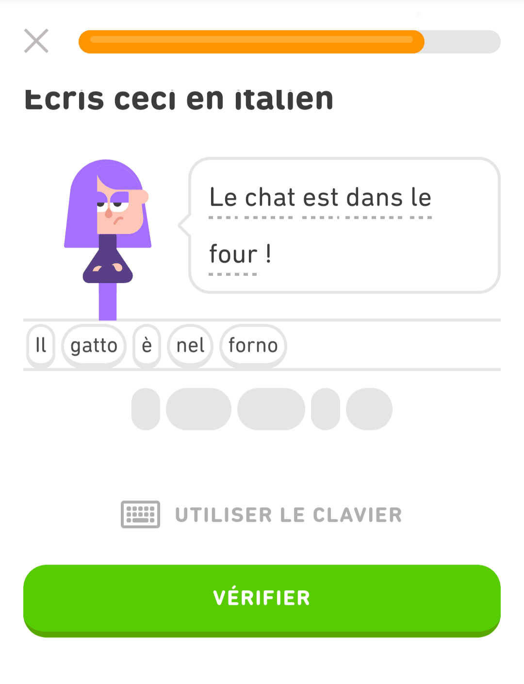 Duolingo strange sentences - the cat is in the oven!