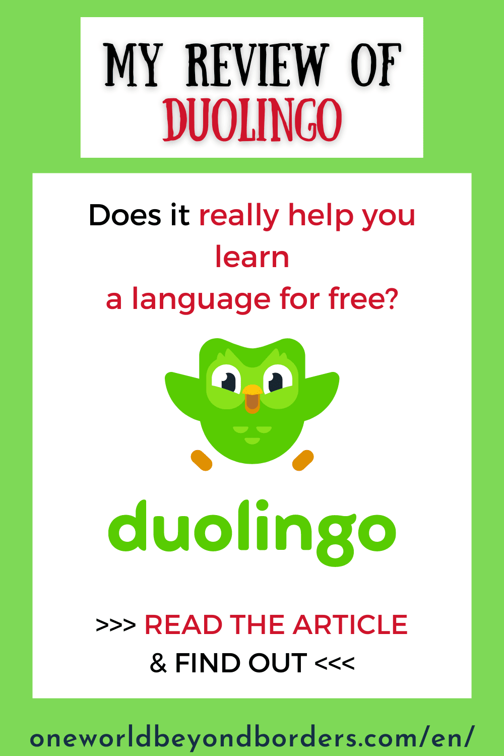 Learn a language with Duolingo - Pinterest pin