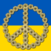 Flag of Ukraine and symbol of peace for refugees