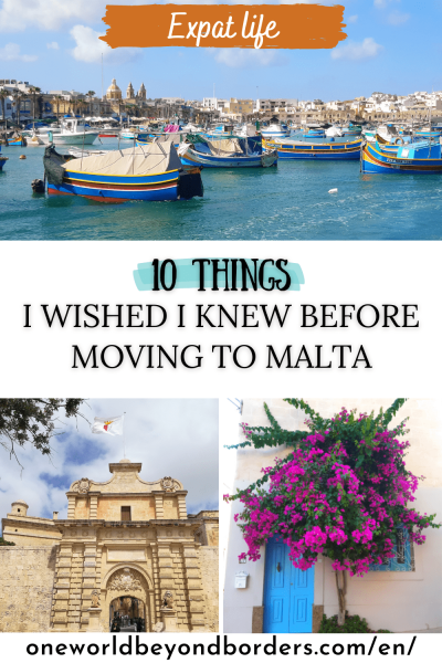 10 Things I Wished I Knew Before Moving to Malta - Pinterest Pin